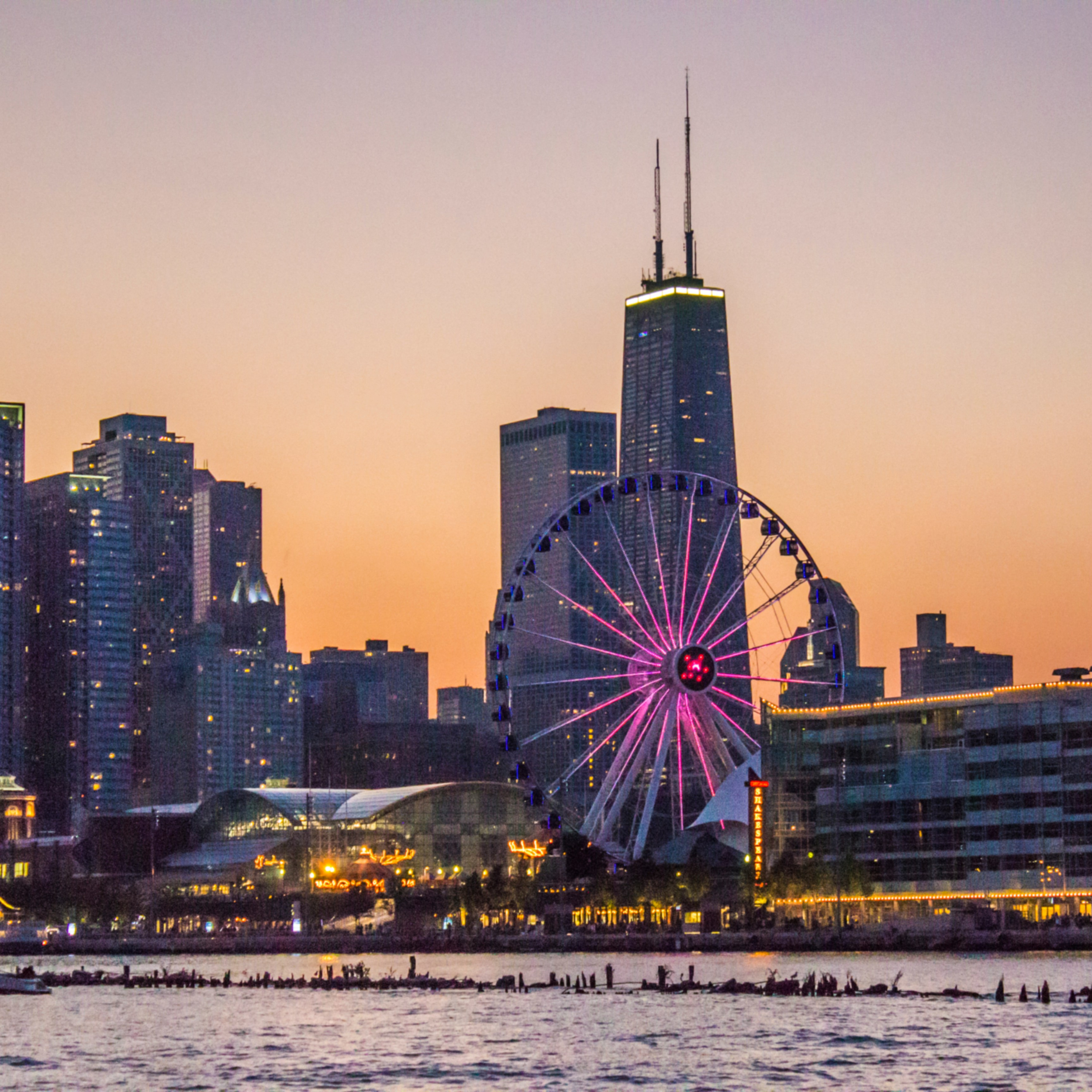 Navy Pier at sunset - the perfect addition to a weekend in Chicago
