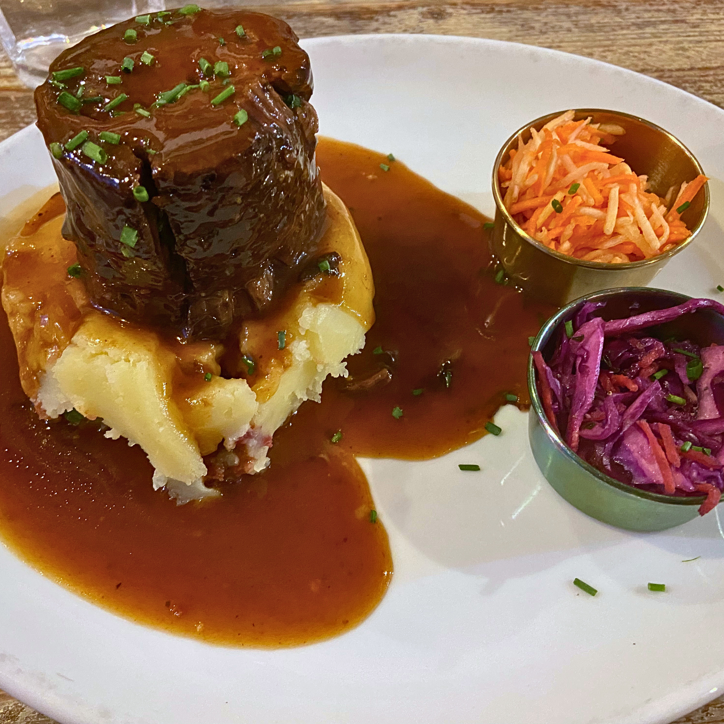 Beef shoulder and mash at Makar's Mash Bar - one of the best places to eat in Edinburgh.